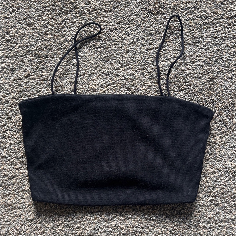 Black Spaghetti Strap Crop Top